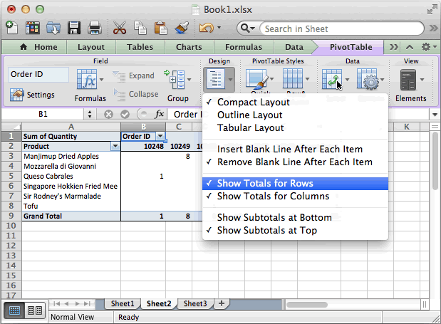 Manual pivot table on mac excel 2008